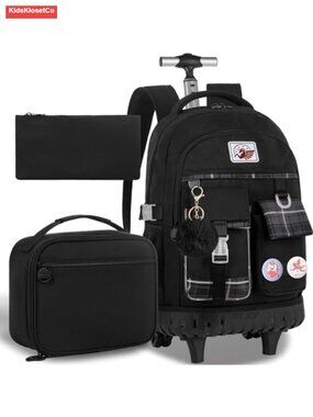 Rolling Backpack with Wheels for Women and Teens, 21 Inch Wheeled Laptop